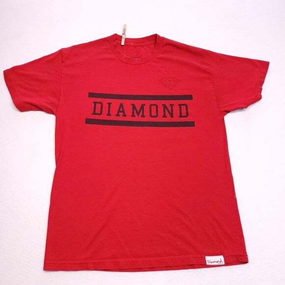 Diamond Casual Crew Neck Graphic Short Sleeve T-Shirt Mens Size L Red Black - Picture 2 of 10